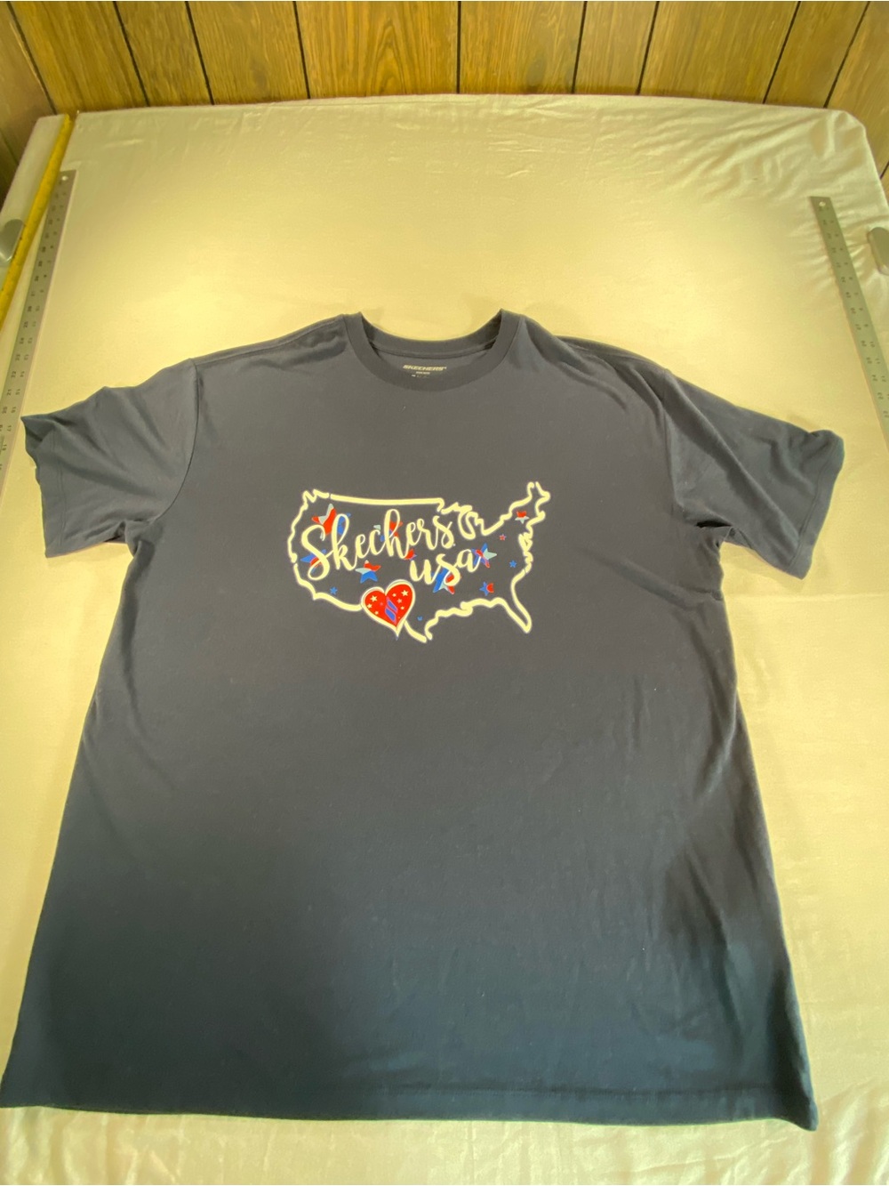 Skechers USA Large Short Sleeve Navy Blue T Shirt